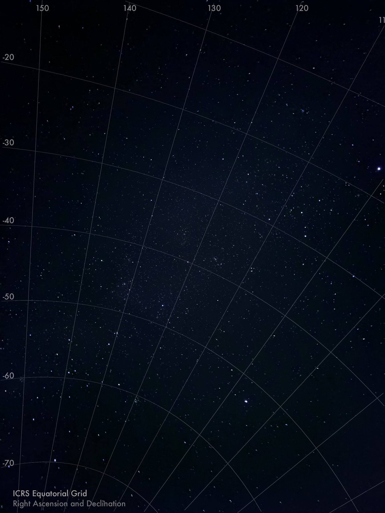 Original iPhone photo with an equatorial coordinate grid overlaid